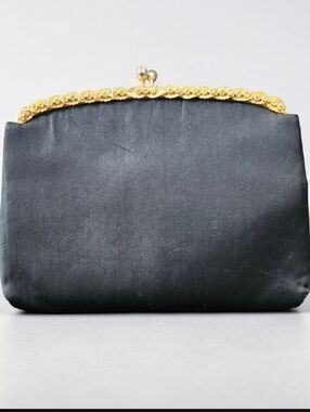 Vintage Harry Levine Gold Floral Kiss Lock Clutch